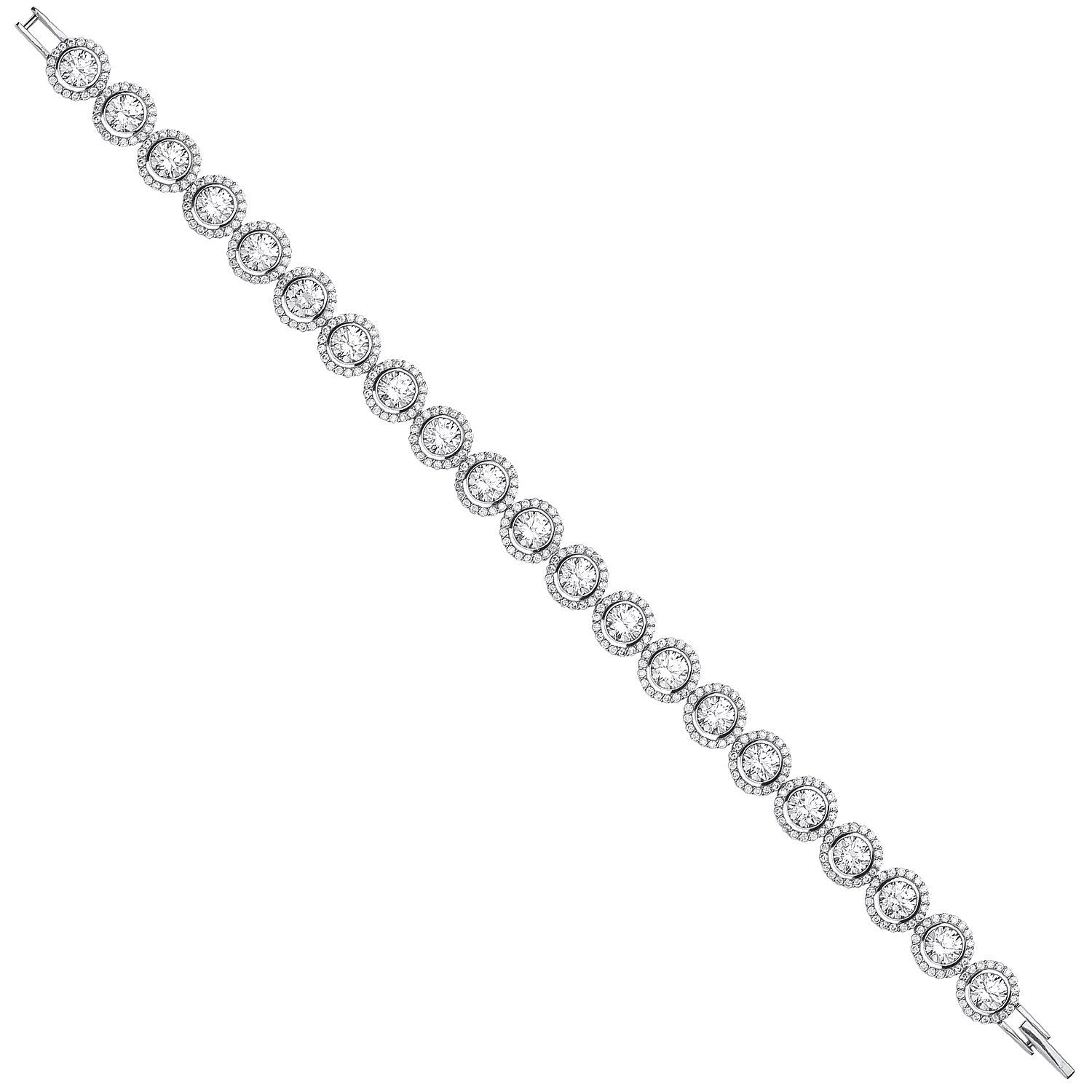 Silver 8mm Rubover Round Cubic Zirconia Halo Style Tennis Bracelet - Fine Bracelet - Certifie – Luxury Jewellery by Im